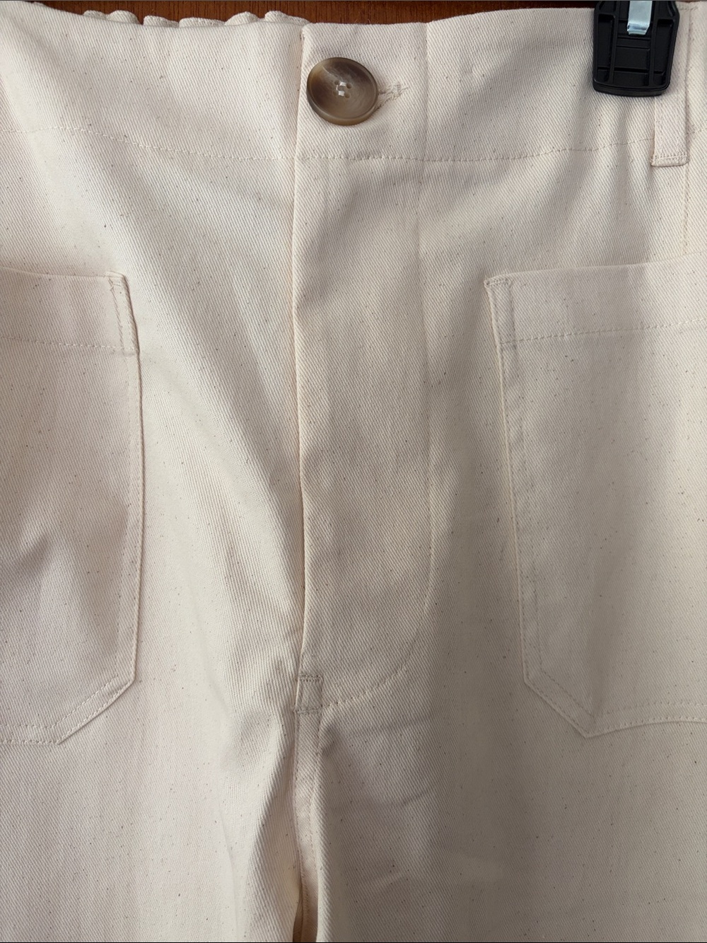 Wide Leg Flower Embroidered Hem Pants - Ivory - Picture 3 of 7